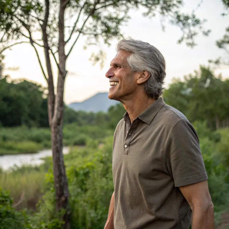 Eddie Reynolds smiling outdoors at environmental education site